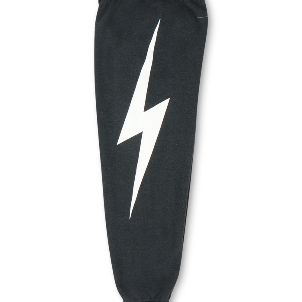 Charcoal kids aviator nation sweatpants size 10- lightning bolt white